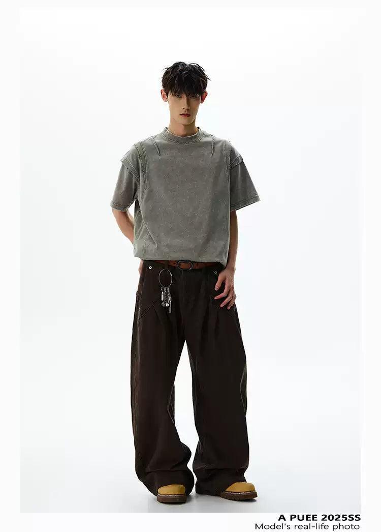 Washed Distressed Cut T-Shirt Korean Street Fashion T-Shirt By A PUEE Shop Online at OH Vault