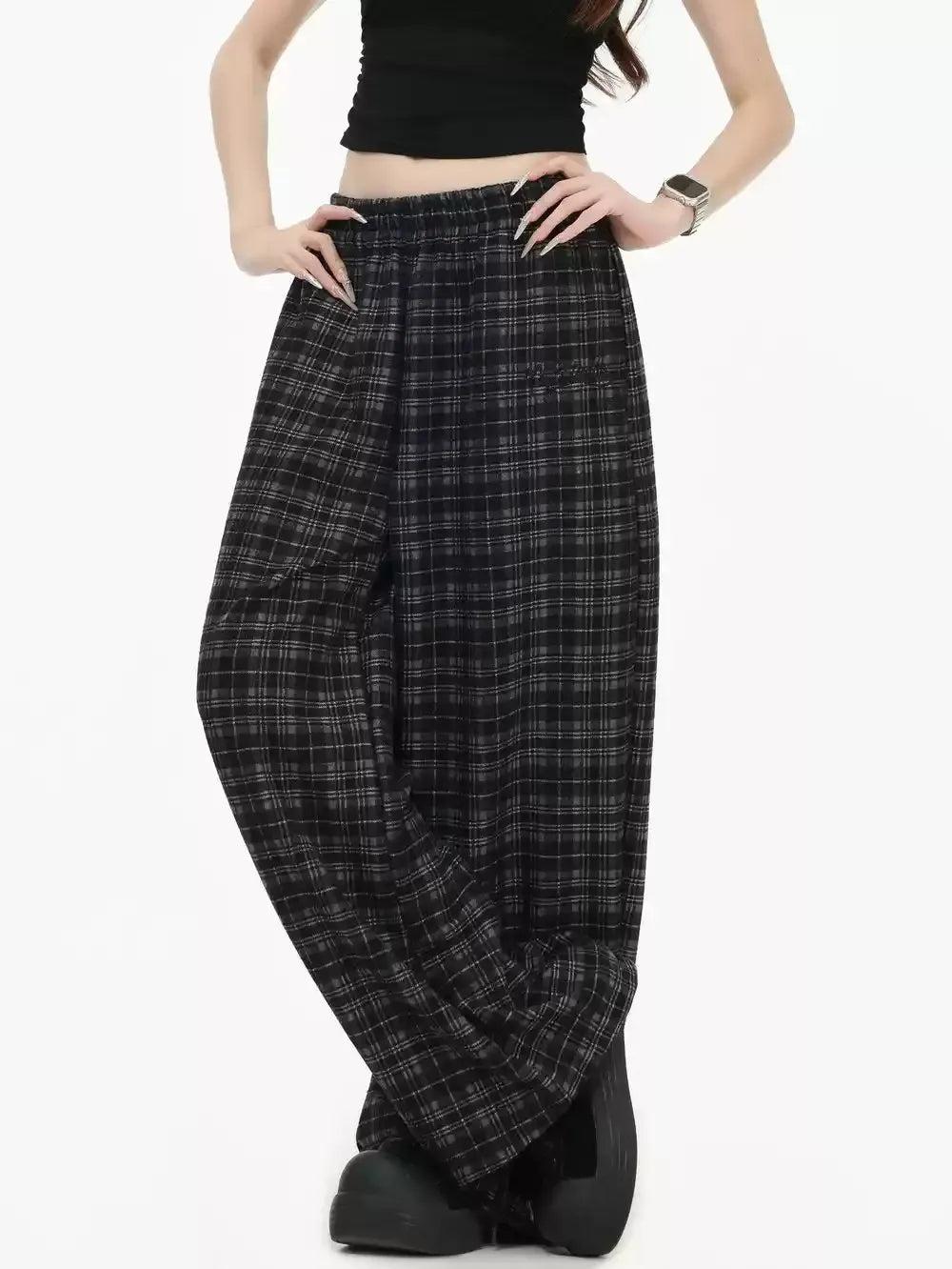 Plaid Pattern Gartered Pants Korean Street Fashion Pants By INS Korea Shop Online at OH Vault