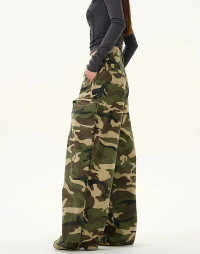 Oversized Pocket Camo Cargo Pants Korean Street Fashion Pants By 77Flight Shop Online at OH Vault