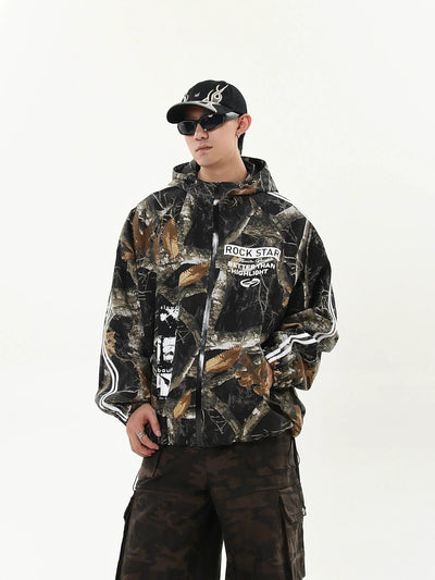 Branch Maple Leaf Camo Zip-Up Hoodie Korean Street Fashion Hoodie By Blacklists Shop Online at OH Vault