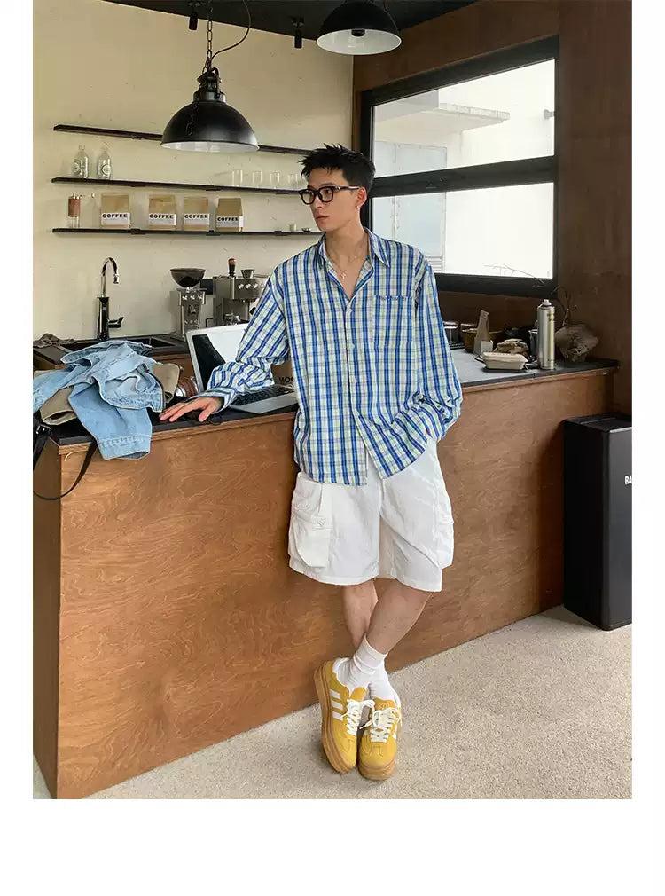 Casual Plaid Long Sleeve Shirt Korean Street Fashion Shirt By Poikilotherm Shop Online at OH Vault