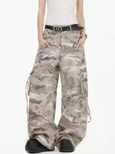 Camouflage Wide Leg Cargo Jeans Korean Street Fashion Jeans By INS Korea Shop Online at OH Vault
