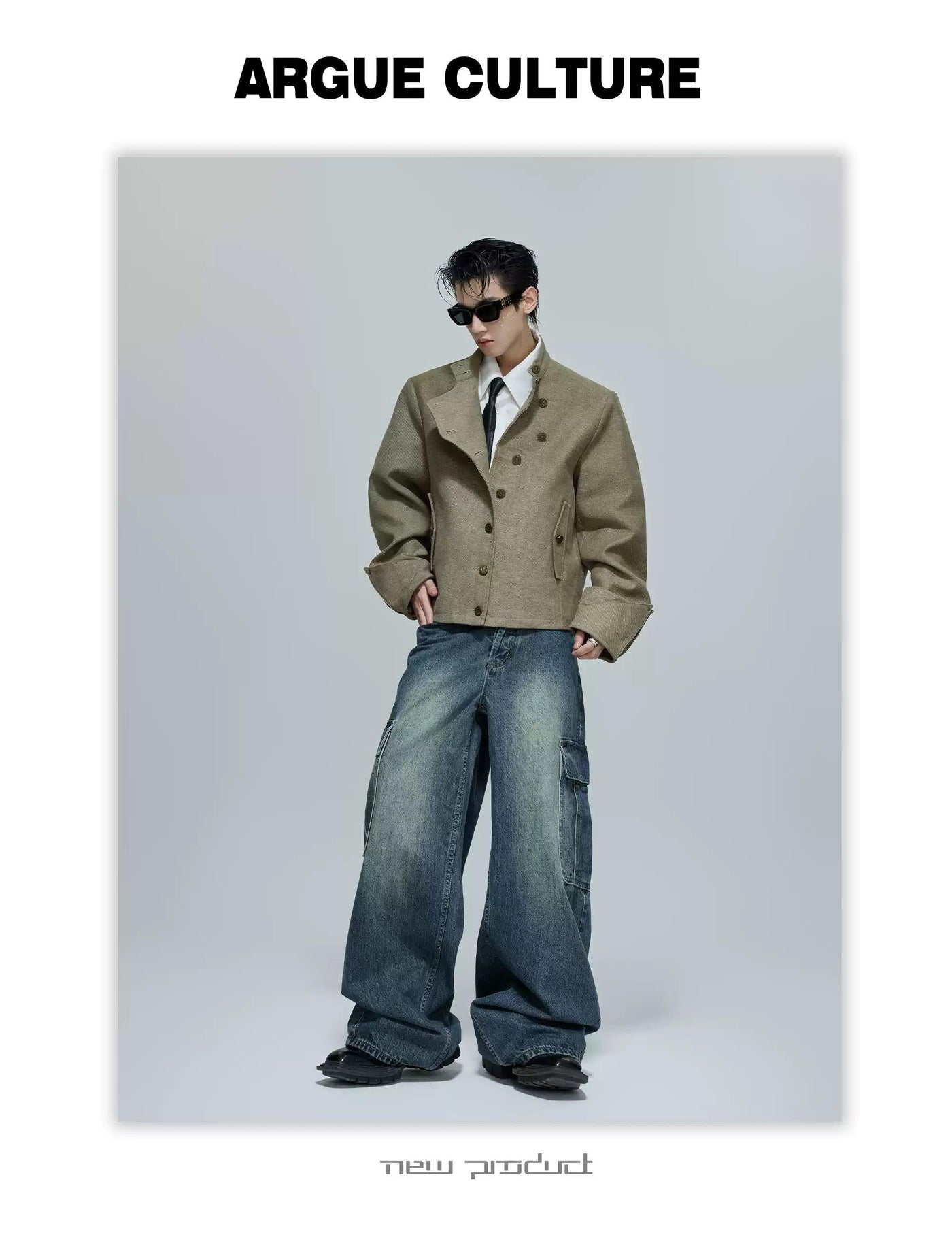 Multiple Buttoned Boxy Fit Twill Blazer Korean Street Fashion Blazer By Argue Culture Shop Online at OH Vault