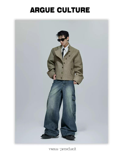 Multiple Buttoned Boxy Fit Twill Blazer Korean Street Fashion Blazer By Argue Culture Shop Online at OH Vault