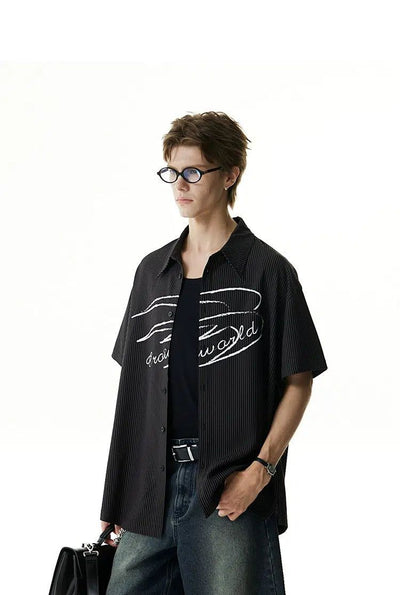 Smudged Logo Outline Flannel Shirt Korean Street Fashion Shirt By Cro World Shop Online at OH Vault