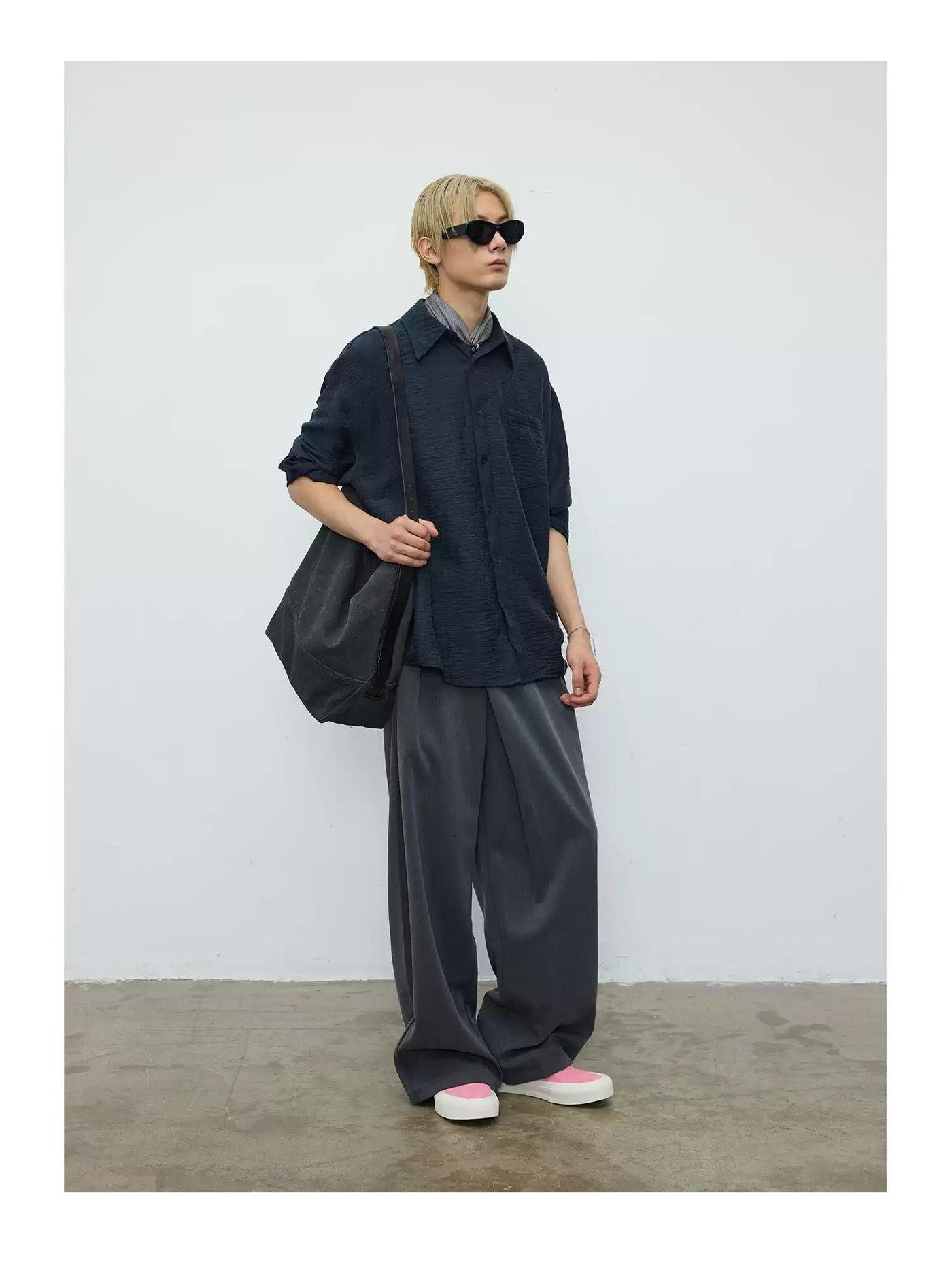 Textured Front Pocket Shirt Korean Street Fashion Shirt By Terra Incognita Shop Online at OH Vault