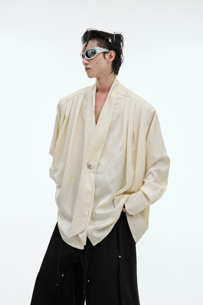 Pleated and Textured Flowy Blazer Korean Street Fashion Pants By Argue Culture Shop Online at OH Vault