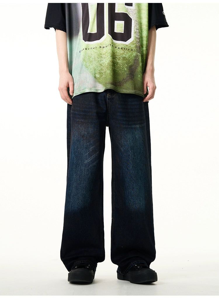 Washed Dirty-Dyed Straight Jeans Korean Street Fashion Jeans By 77Flight Shop Online at OH Vault