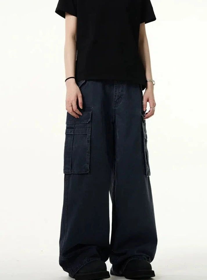 Wide Pocket Loose Jeans Korean Street Fashion Jeans By Mad Witch Shop Online at OH Vault
