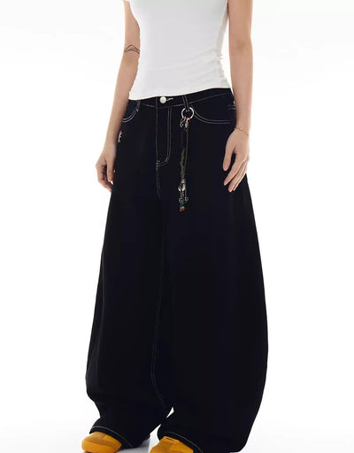 Plaid Patched Detail Scimitar Jeans Korean Street Fashion Jeans By Blacklists Shop Online at OH Vault