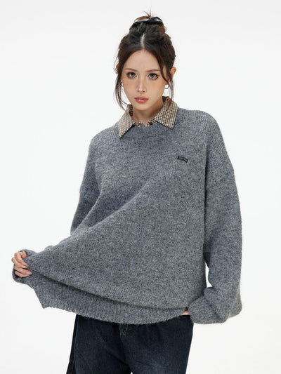 Logo Ribbed Hem Sweater Korean Street Fashion Sweater By INS Korea Shop Online at OH Vault