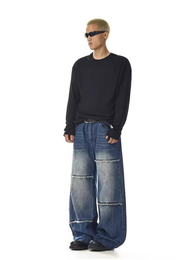Washed Frayed Loose Jeans Korean Street Fashion Jeans By MEBXX Shop Online at OH Vault