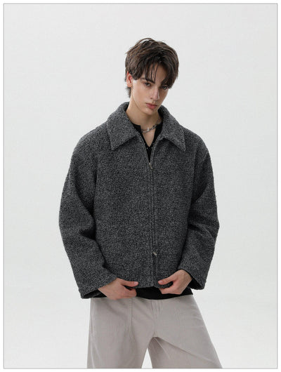 Fuzzy Textured Zip-Up Jacket Korean Street Fashion Jacket By Mr Nearly Shop Online at OH Vault