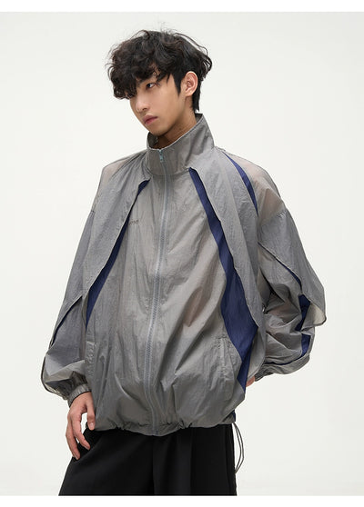 Structured & Spliced Sun Protection Thin Jacket Korean Street Fashion Jacket By 77Flight Shop Online at OH Vault