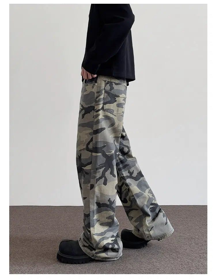 Camouflage Flared Slim Pants Korean Street Fashion Pants By A PUEE Shop Online at OH Vault