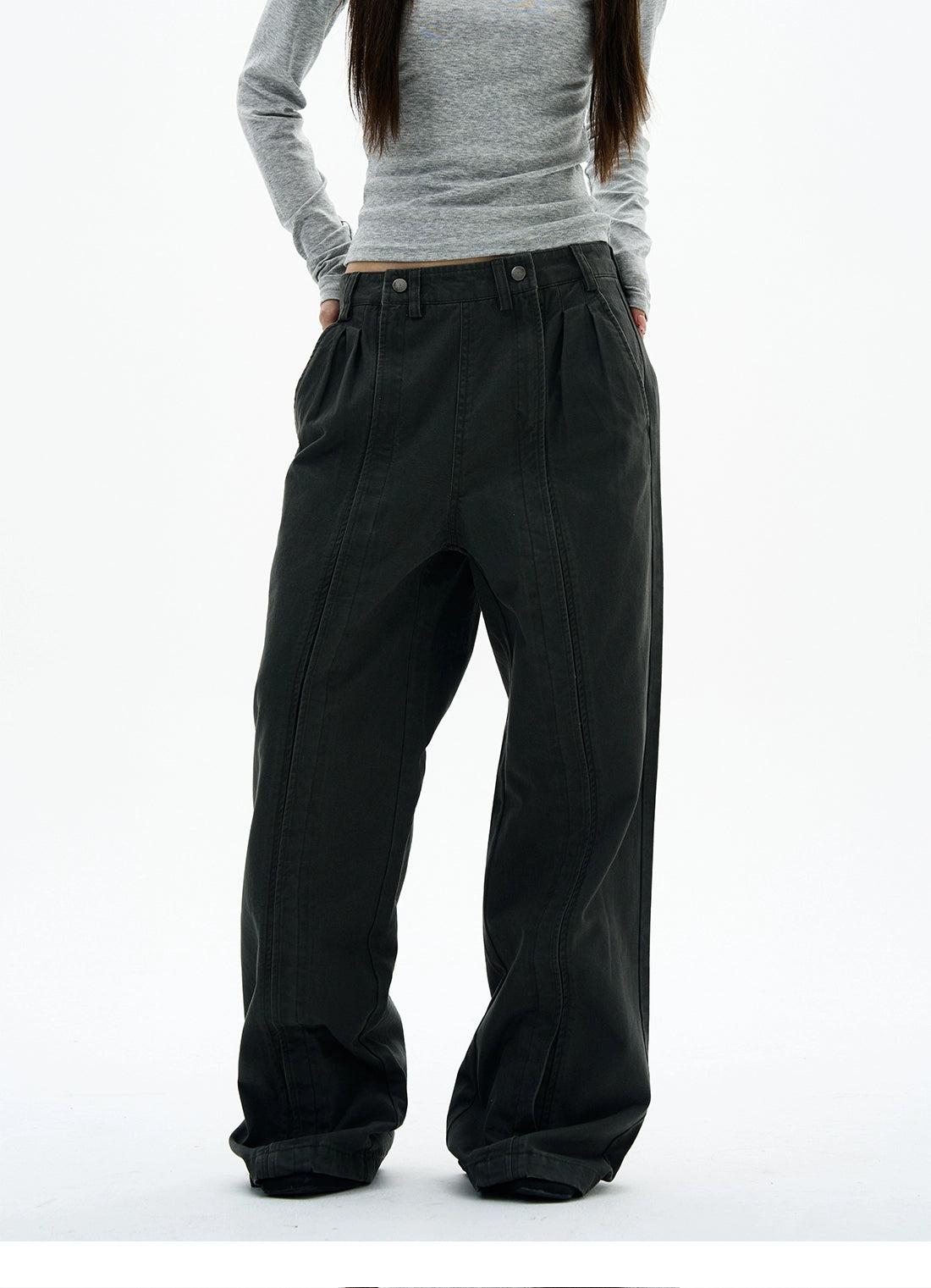 Structured Pleats Relaxed Fit Jeans Korean Street Fashion Jeans By 77Flight Shop Online at OH Vault