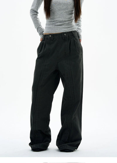 Structured Pleats Relaxed Fit Jeans Korean Street Fashion Jeans By 77Flight Shop Online at OH Vault