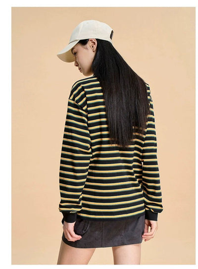 Logo Stripes Long Sleeve Polo Korean Street Fashion Polo By Boneless Shop Online at OH Vault