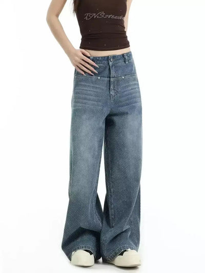 Starry Stone Straight Jeans Korean Street Fashion Jeans By INS Korea Shop Online at OH Vault