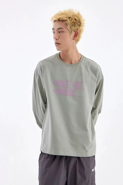 Contrast Center Logo Long Sleeve T-Shirt Korean Street Fashion T-Shirt By Crying Center Shop Online at OH Vault