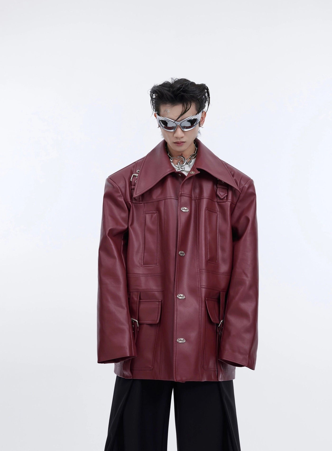 Washed & Structured PU Jacket Korean Street Fashion Jacket By Argue Culture Shop Online at OH Vault