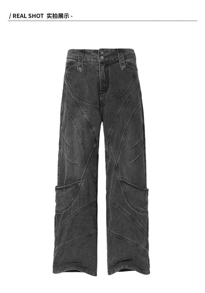 Washed Structured Seams Jeans Korean Street Fashion Jeans By CATSSTAC Shop Online at OH Vault