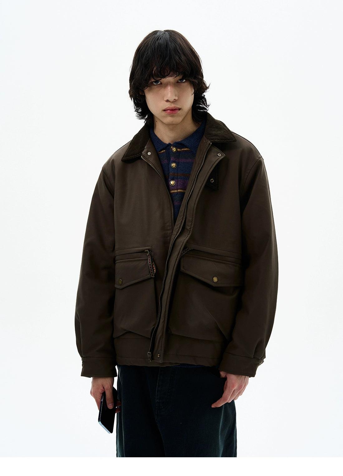 Wax-Coated Functional Pocket Jacket Korean Street Fashion Jacket By 77Flight Shop Online at OH Vault