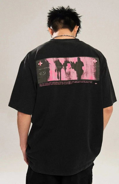 Smudged Silhouette Graphic T-Shirt Korean Street Fashion T-Shirt By New Start Shop Online at OH Vault