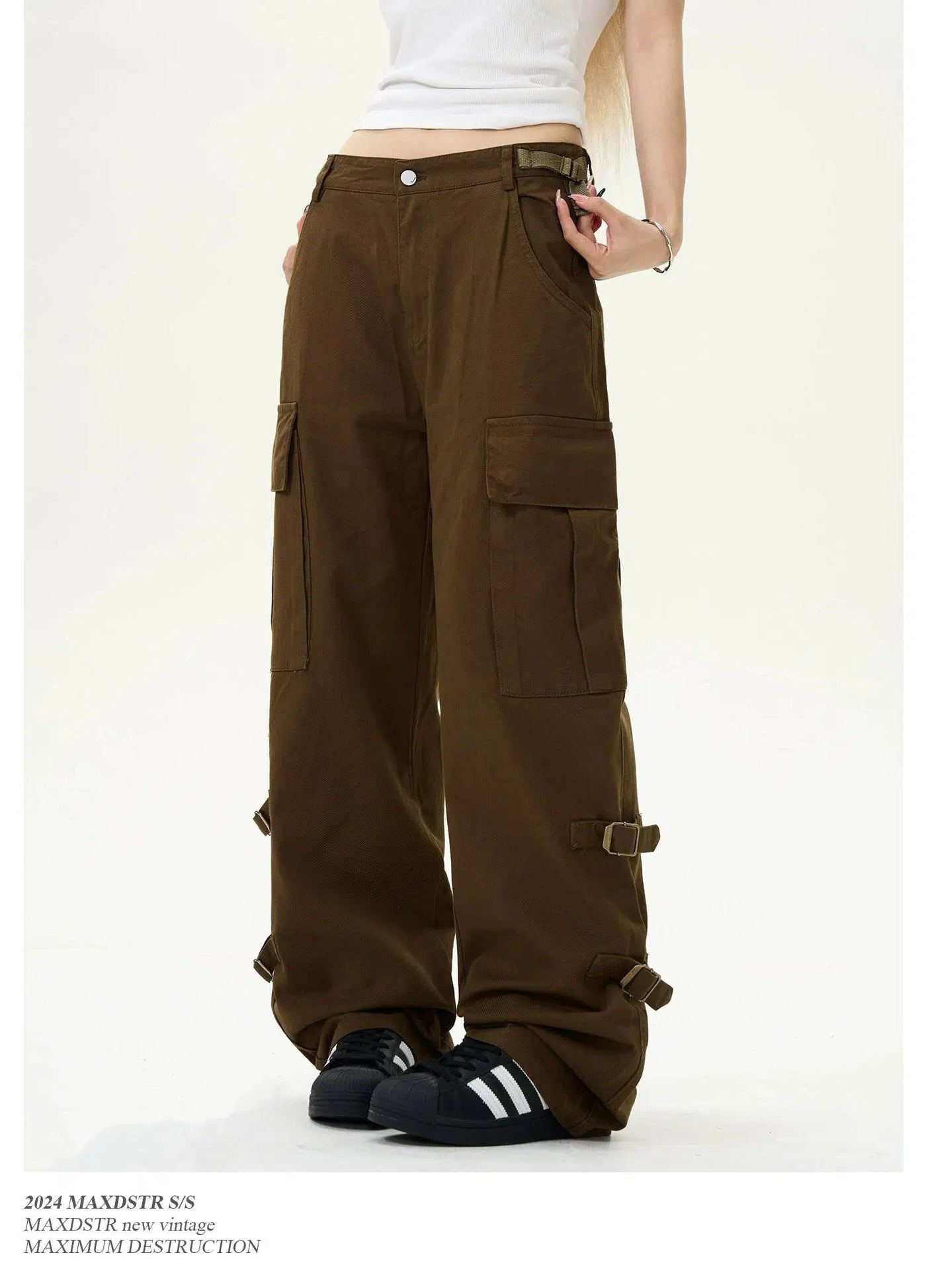 Elastic Side Straps Cargo Pants Korean Street Fashion Pants By MaxDstr Shop Online at OH Vault