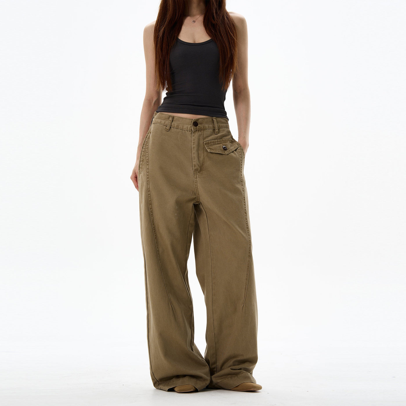 Slant Pocket Straight Fit Pants Korean Street Fashion Pants By 77Flight Shop Online at OH Vault