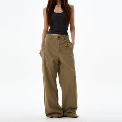 Slant Pocket Straight Fit Pants Korean Street Fashion Pants By 77Flight Shop Online at OH Vault