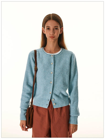 Round Neck Buttoned Knit Cardigan Korean Street Fashion Cardigan By Mr Nearly Shop Online at OH Vault