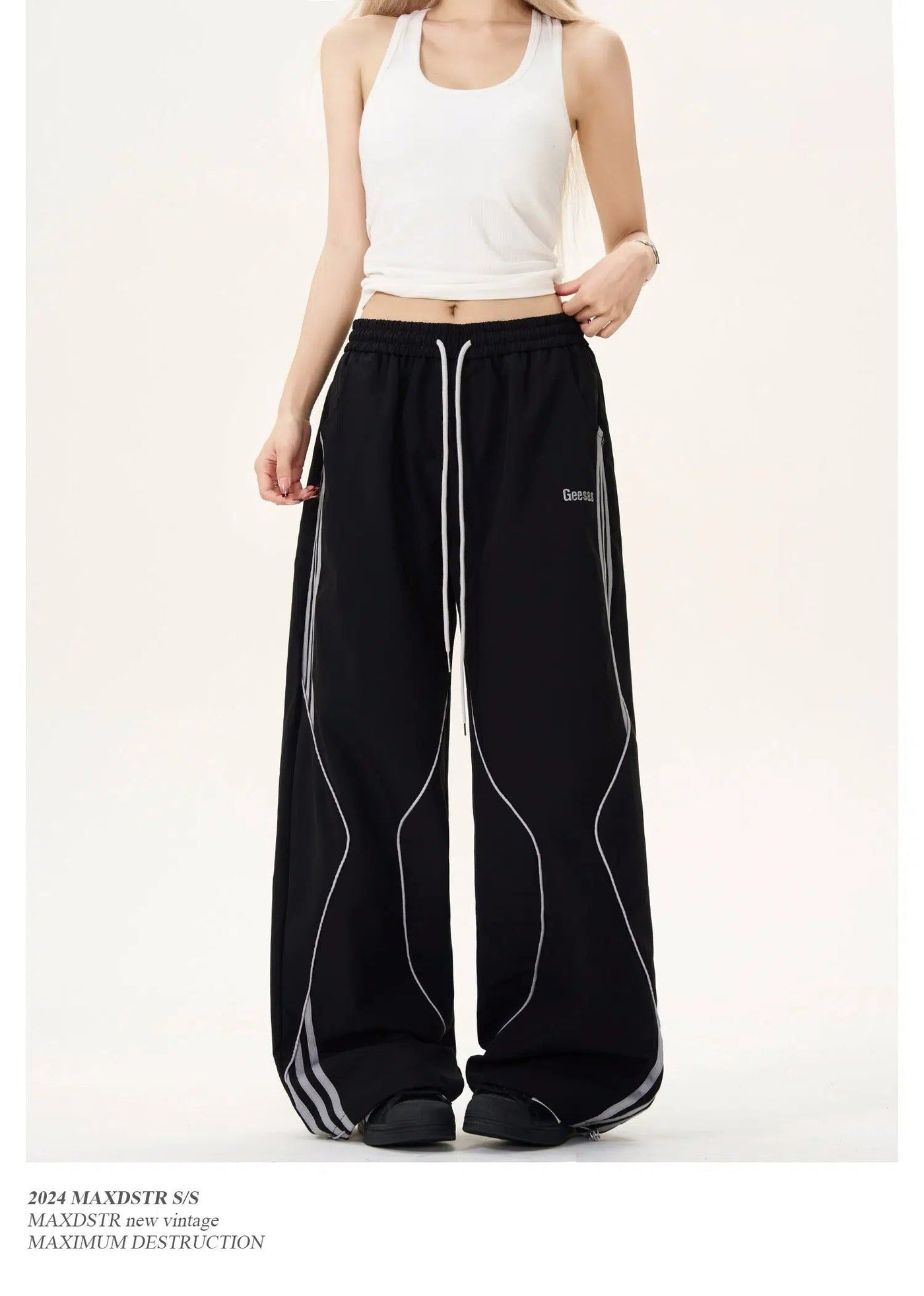 Stripes Reflective Line Track Pants Korean Street Fashion Pants By MaxDstr Shop Online at OH Vault