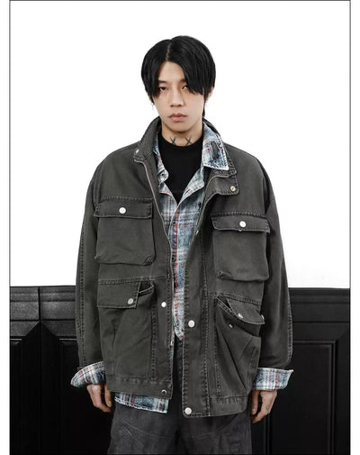 Heavy Washed Four-Pocket Jacket Korean Street Fashion Jacket By Mr Nearly Shop Online at OH Vault