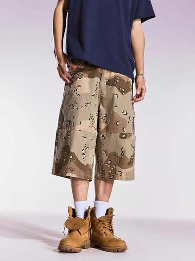 Structured Camo Cargo Shorts Korean Street Fashion Shorts By Remedy Shop Online at OH Vault