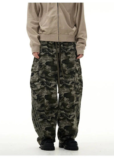 Three-Bar Camo Cargo Pants Korean Street Fashion Pants By 77Flight Shop Online at OH Vault