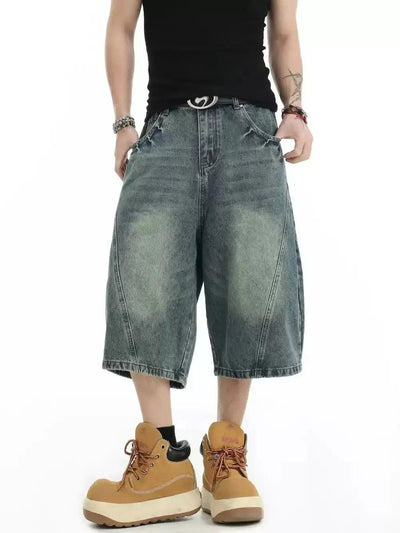 Gradient Washed Wide Denim Shorts Korean Street Fashion Shorts By INS Korea Shop Online at OH Vault