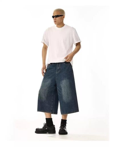 Washed & Whiskers Denim Shorts Korean Street Fashion Shorts By MEBXX Shop Online at OH Vault