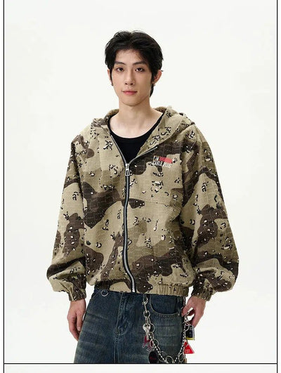 Casual Camouflage Zip-Up Hoodie Korean Street Fashion Hoodie By 77Flight Shop Online at OH Vault