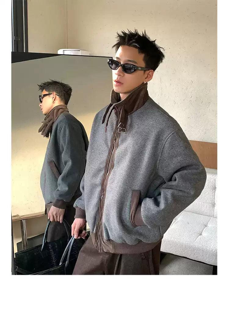 Contrast Hem Strap Detail Jacket Korean Street Fashion Jacket By Poikilotherm Shop Online at OH Vault