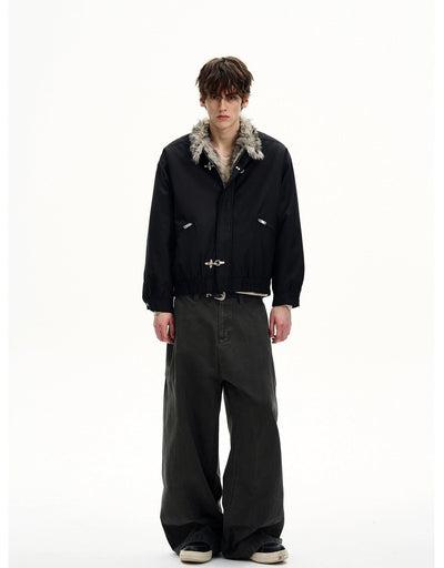 Furry Collar Fireman Clasp Jacket Korean Street Fashion Jacket By MaxDstr Shop Online at OH Vault