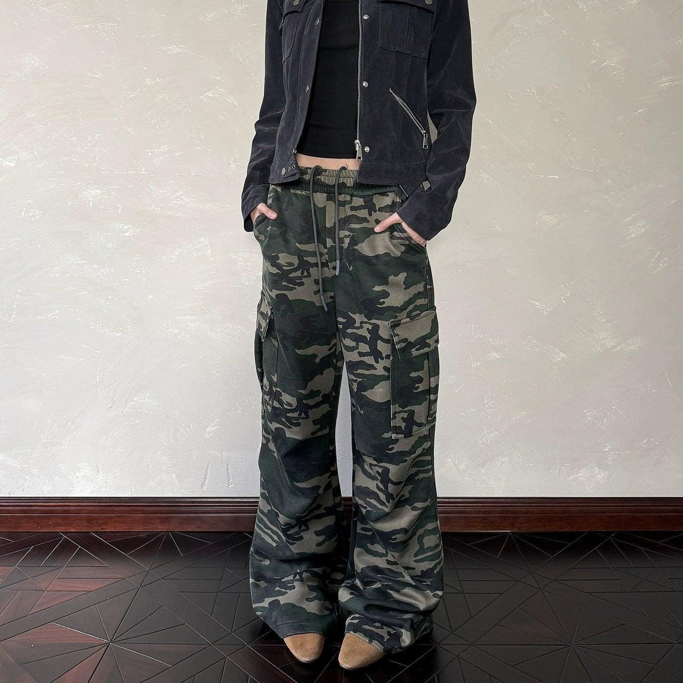 Elastic Waist Camouflage Cargo Pants Korean Street Fashion Pants By A PUEE Shop Online at OH Vault
