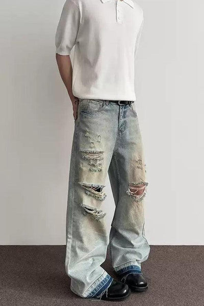 Distressed & Washed Jeans Korean Street Fashion Jeans By A PUEE Shop Online at OH Vault
