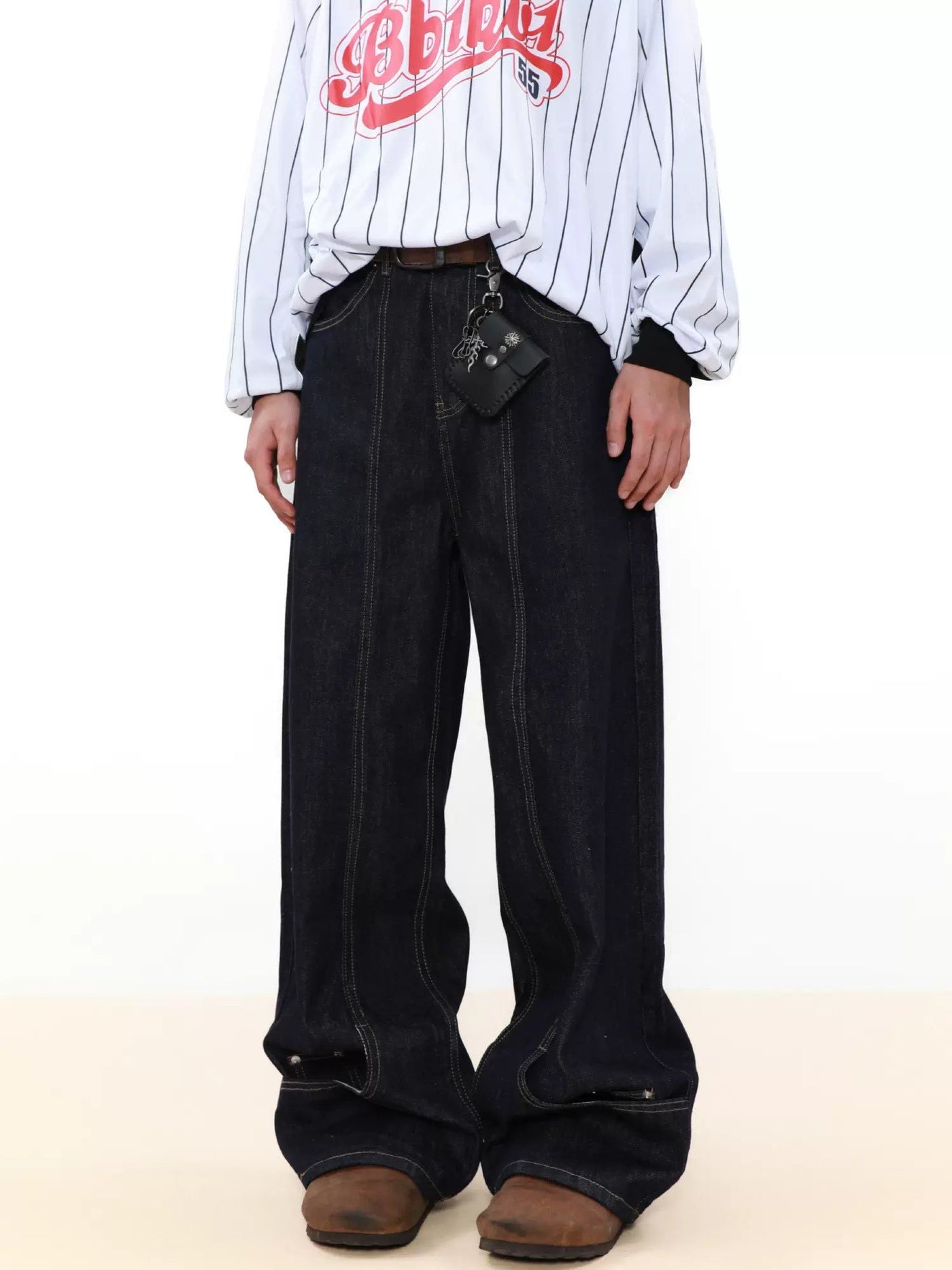 Irregular Flipped Effect Jeans Korean Street Fashion Jeans By Mr Nearly Shop Online at OH Vault