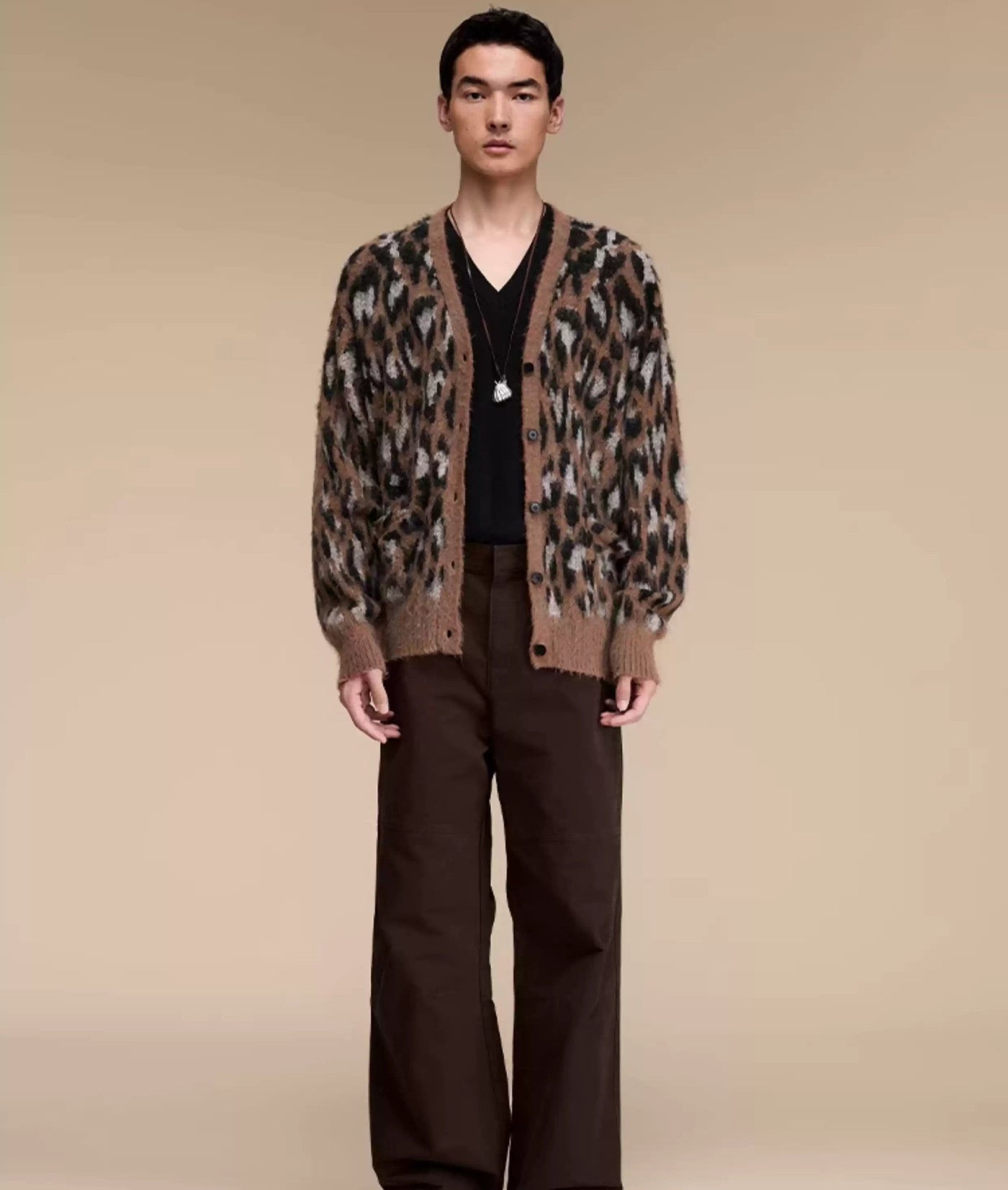 V-Neck Animal Print Cardigan Korean Street Fashion Cardigan By Opicloth Shop Online at OH Vault