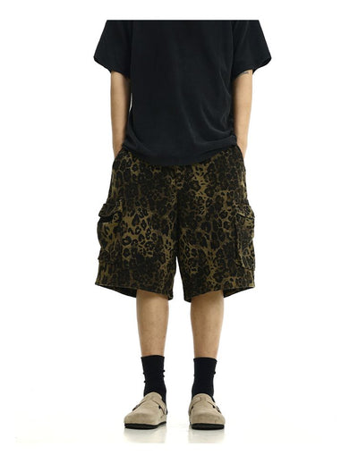 Leopard Print Cargo Shorts Korean Street Fashion Shorts By MEBXX Shop Online at OH Vault