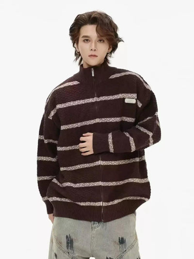 Contrast Stripes Patterned Sweater Korean Street Fashion Sweater By INS Korea Shop Online at OH Vault