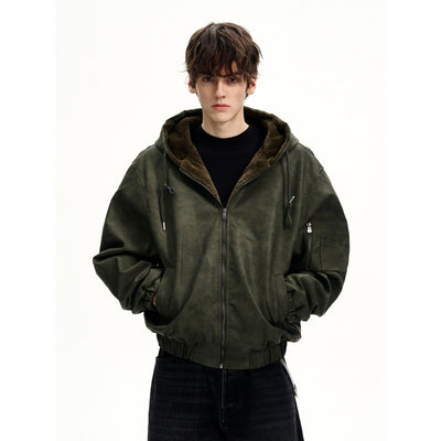 Drawstring Hooded PU Leather Jacket Korean Street Fashion Jacket By MaxDstr Shop Online at OH Vault