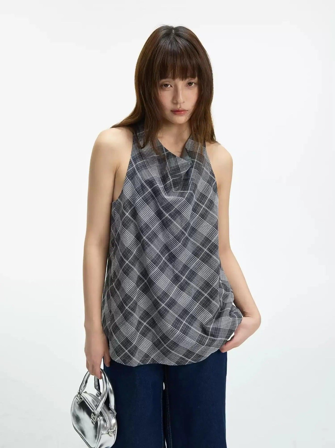 Checkered Halterneck Vest Korean Street Fashion Vest By Jump Next Shop Online at OH Vault