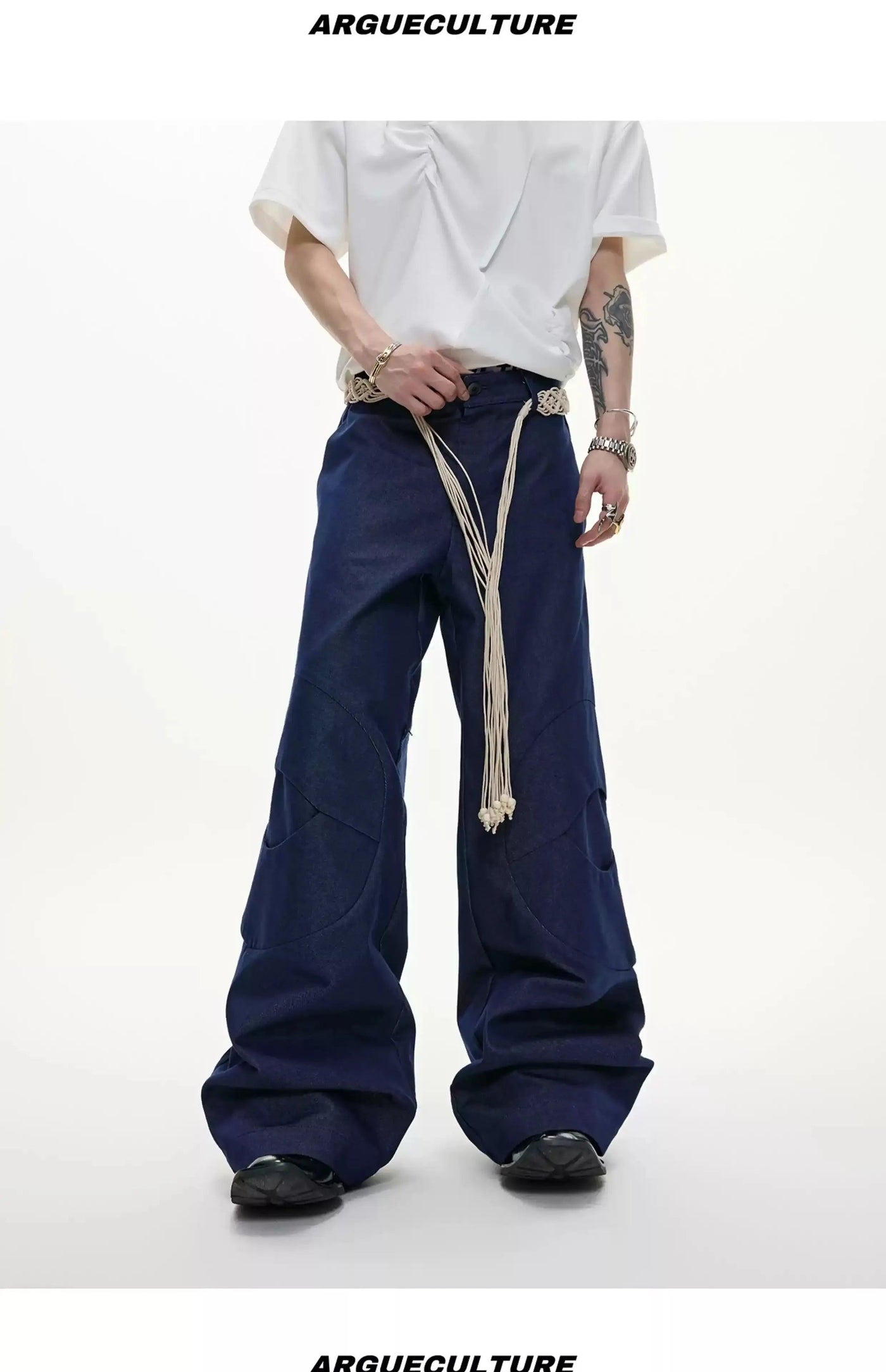 Belted Strap Structured Jeans Korean Street Fashion Jeans By Argue Culture Shop Online at OH Vault